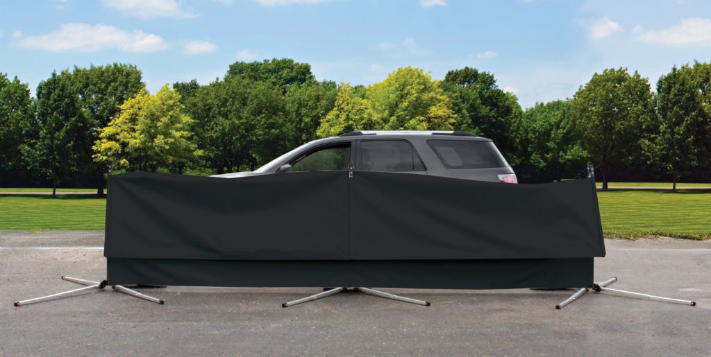 Privacy screen covering vehicle